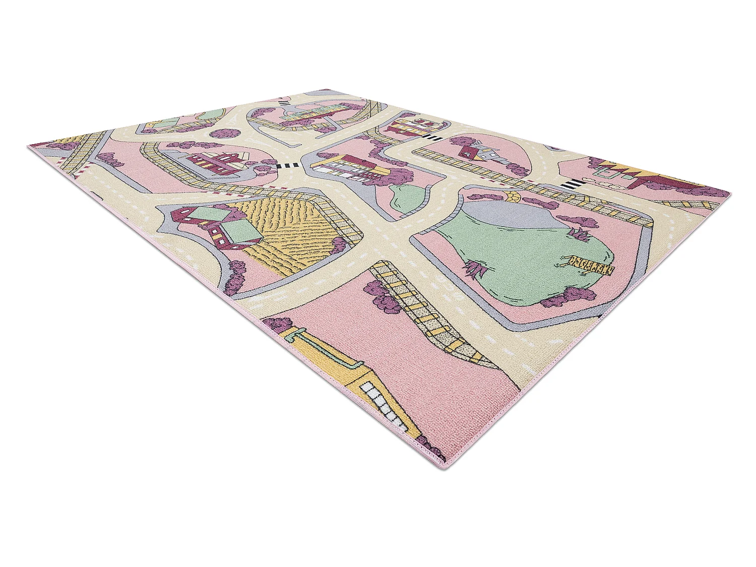 REBEL ROADS TAPIJT Playtime 63 Kleine stad, antislip voor kinderen - r 140x200 cm