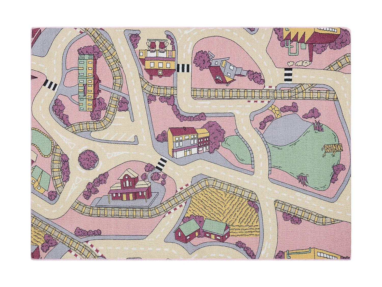 REBEL ROADS TAPIJT Playtime 63 Kleine stad, antislip voor kinderen - r 140x200 cm