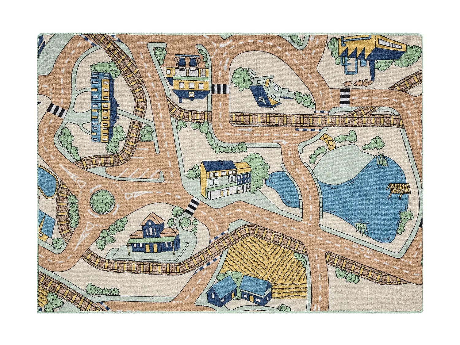 REBEL ROADS TAPIJT Playtime 32 Kleine stad, antislip voor kinderen - b 140x200 cm