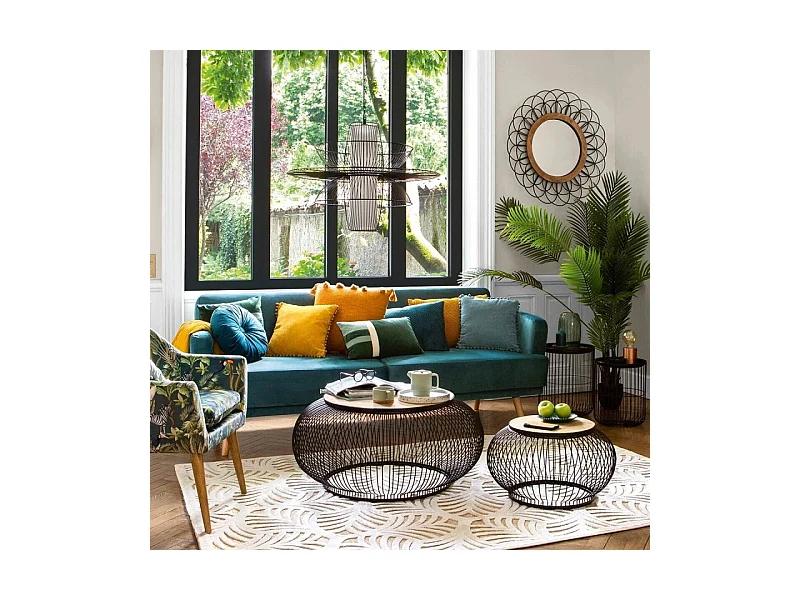 Canapé Convertible 3 Places "Jack" 214cm Bleu Canard