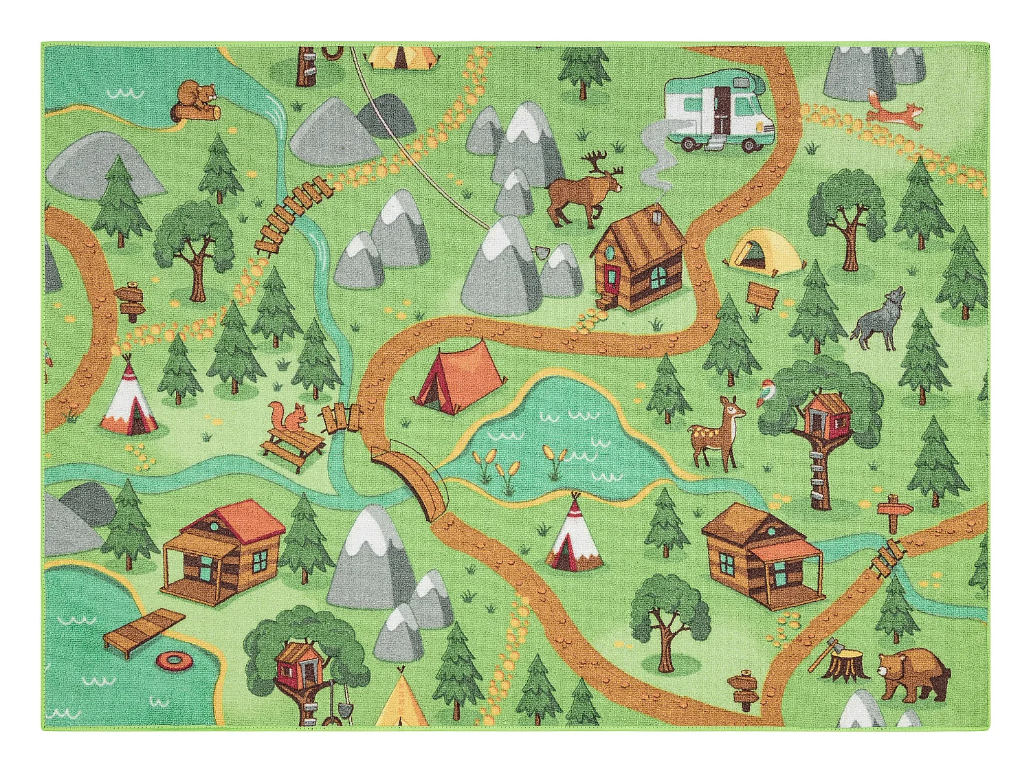 REBEL ROADS TAPIJT Wild life 90 Bos, dieren antislip voor kinderen - g 140x200 cm