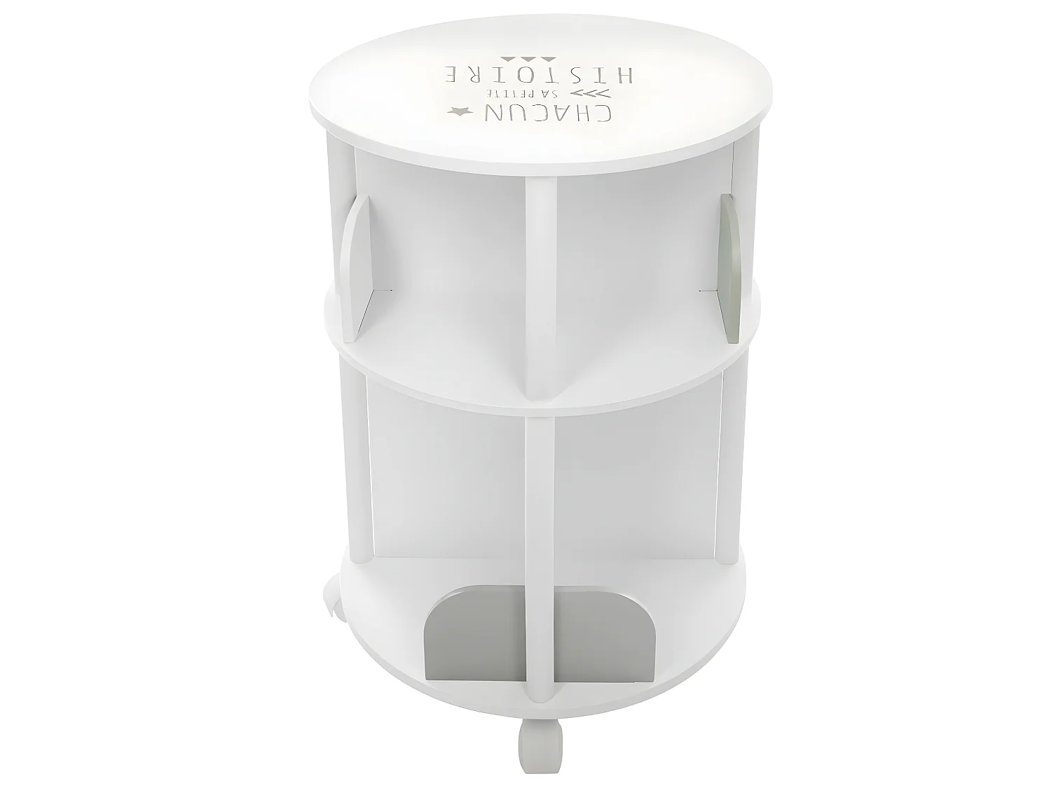 Bibliotheque enfant ronde en MDF - Gris - L 40 x l 40 x H 59 cm