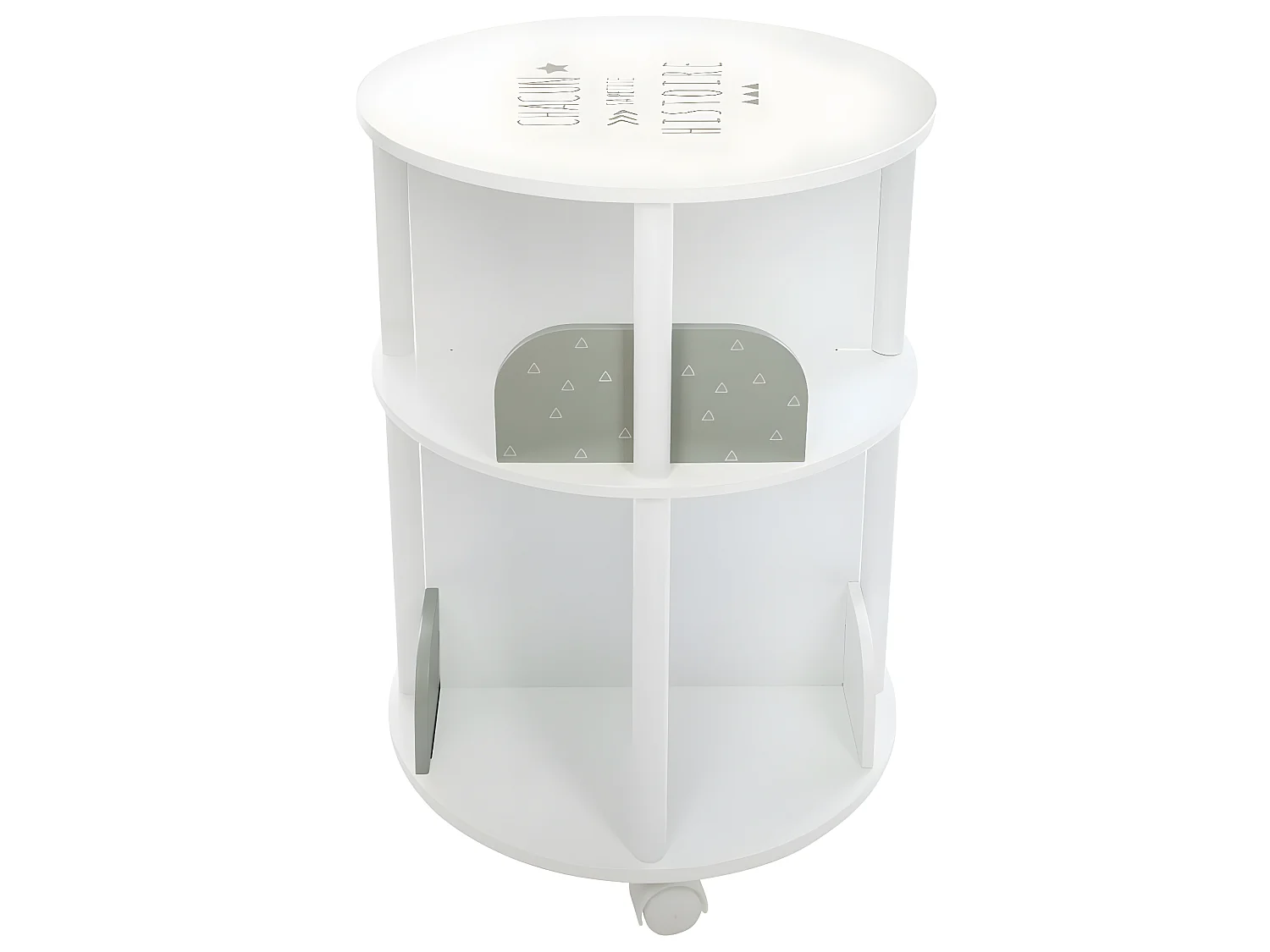 Bibliotheque enfant ronde en MDF - Gris - L 40 x l 40 x H 59 cm