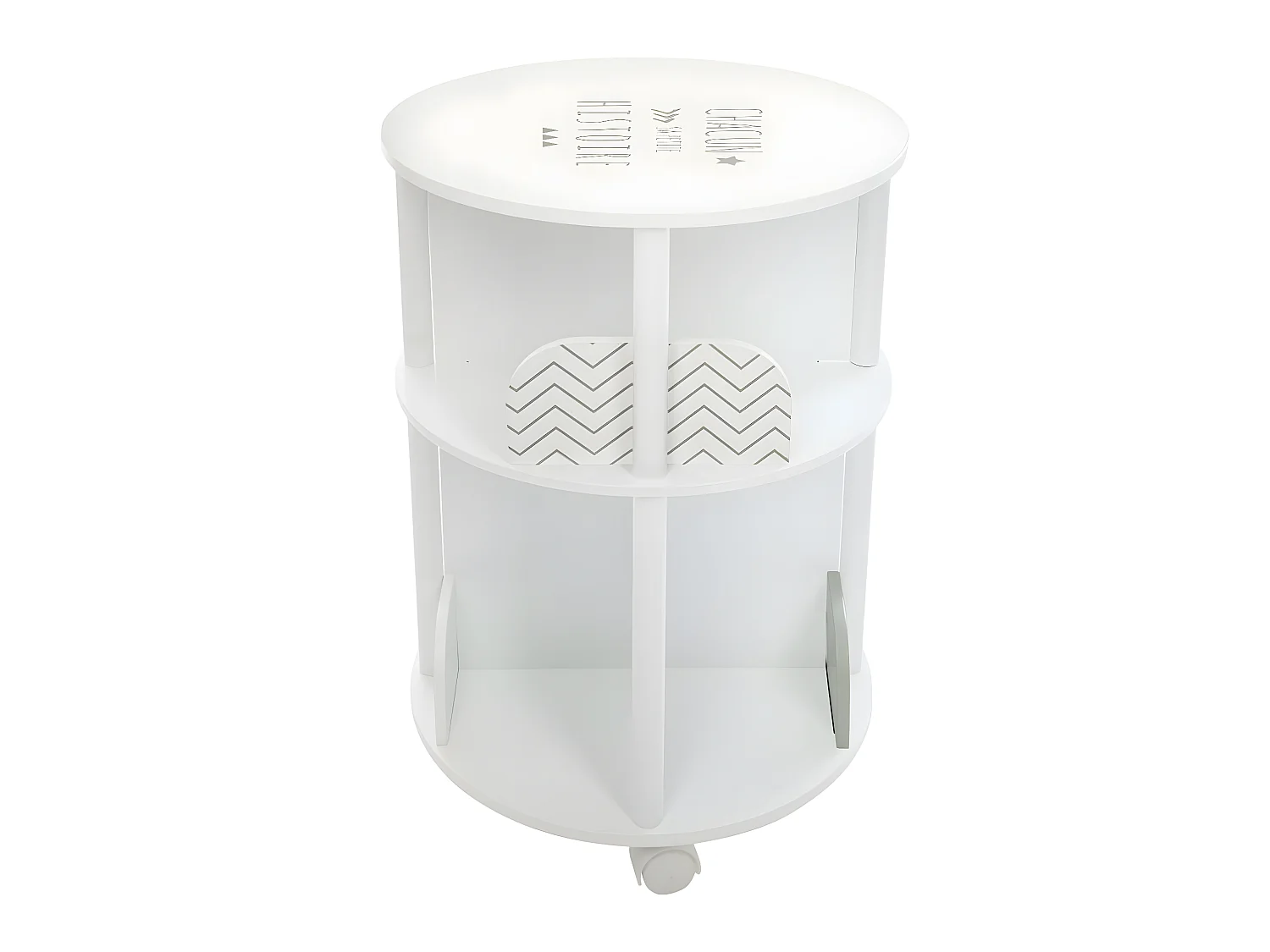 Bibliothèque Enfant ronde blanche & grise 8 compartiments