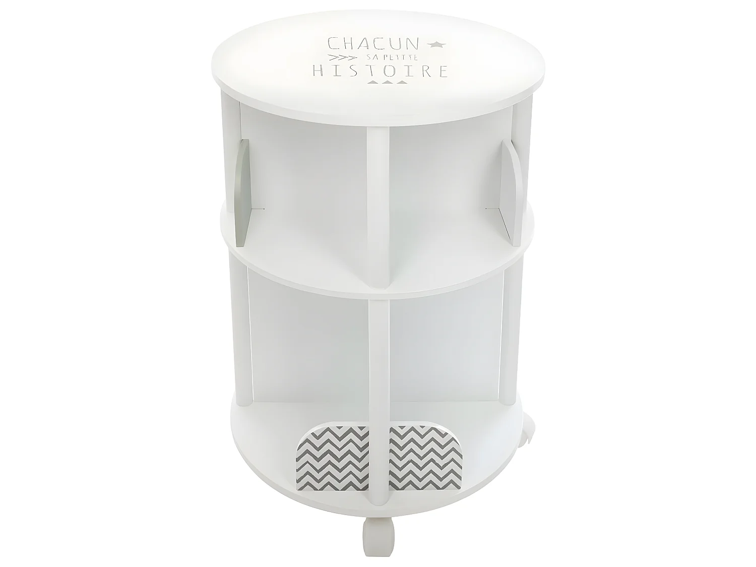 Bibliothèque Enfant ronde blanche & grise 8 compartiments