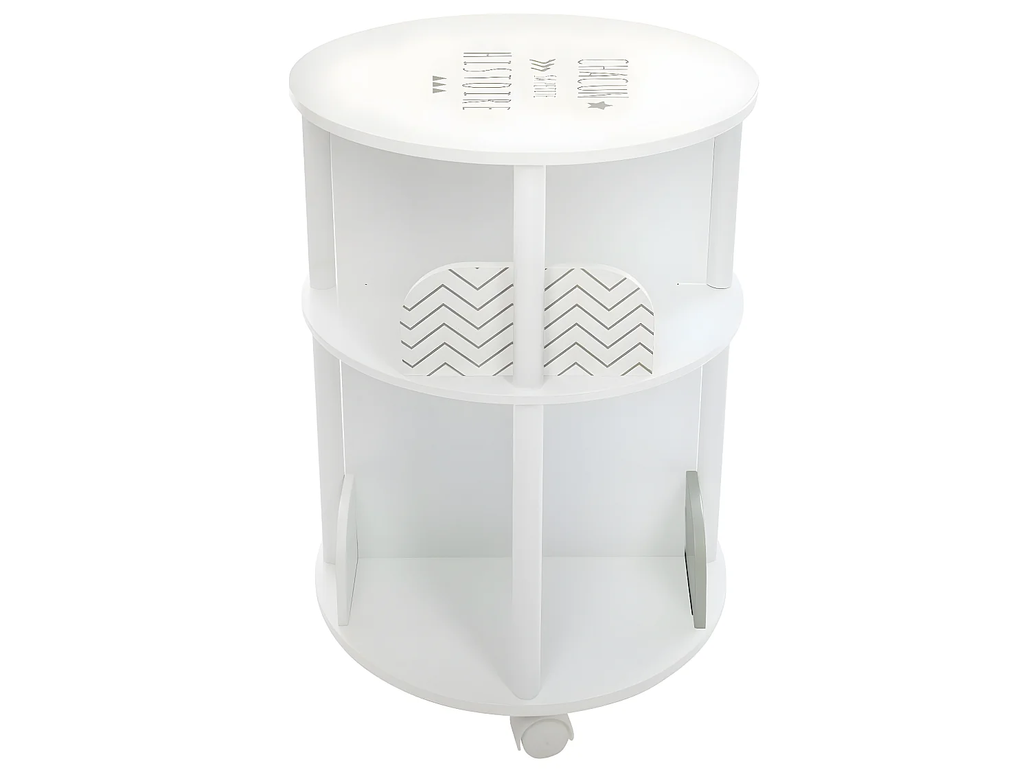 Bibliothèque Enfant ronde blanche & grise 8 compartiments