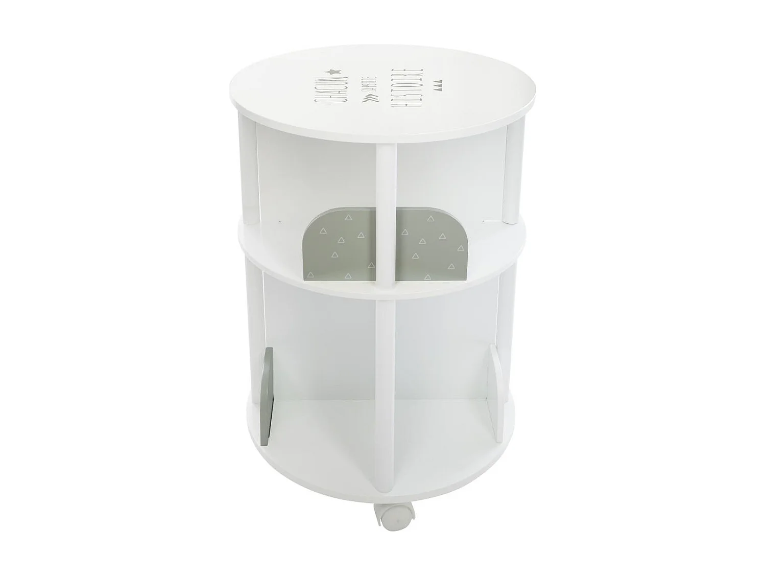 Bibliotheque enfant ronde en MDF - Gris - L 40 x l 40 x H 59 cm