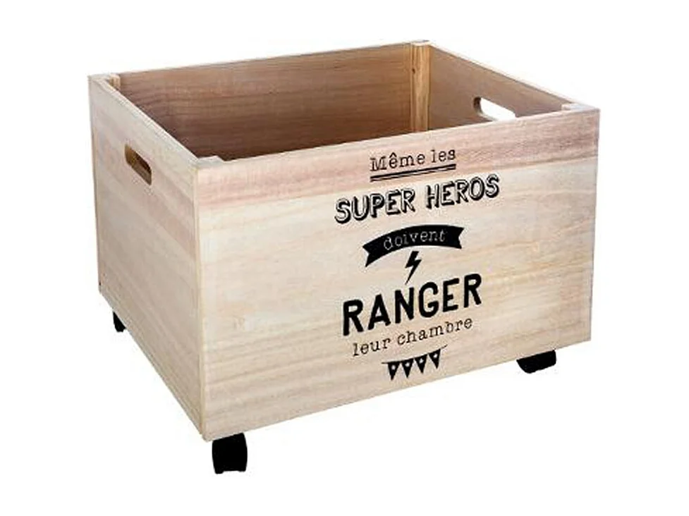 Boîte de Rangement à Roulettes "Heros" 50cm Naturel