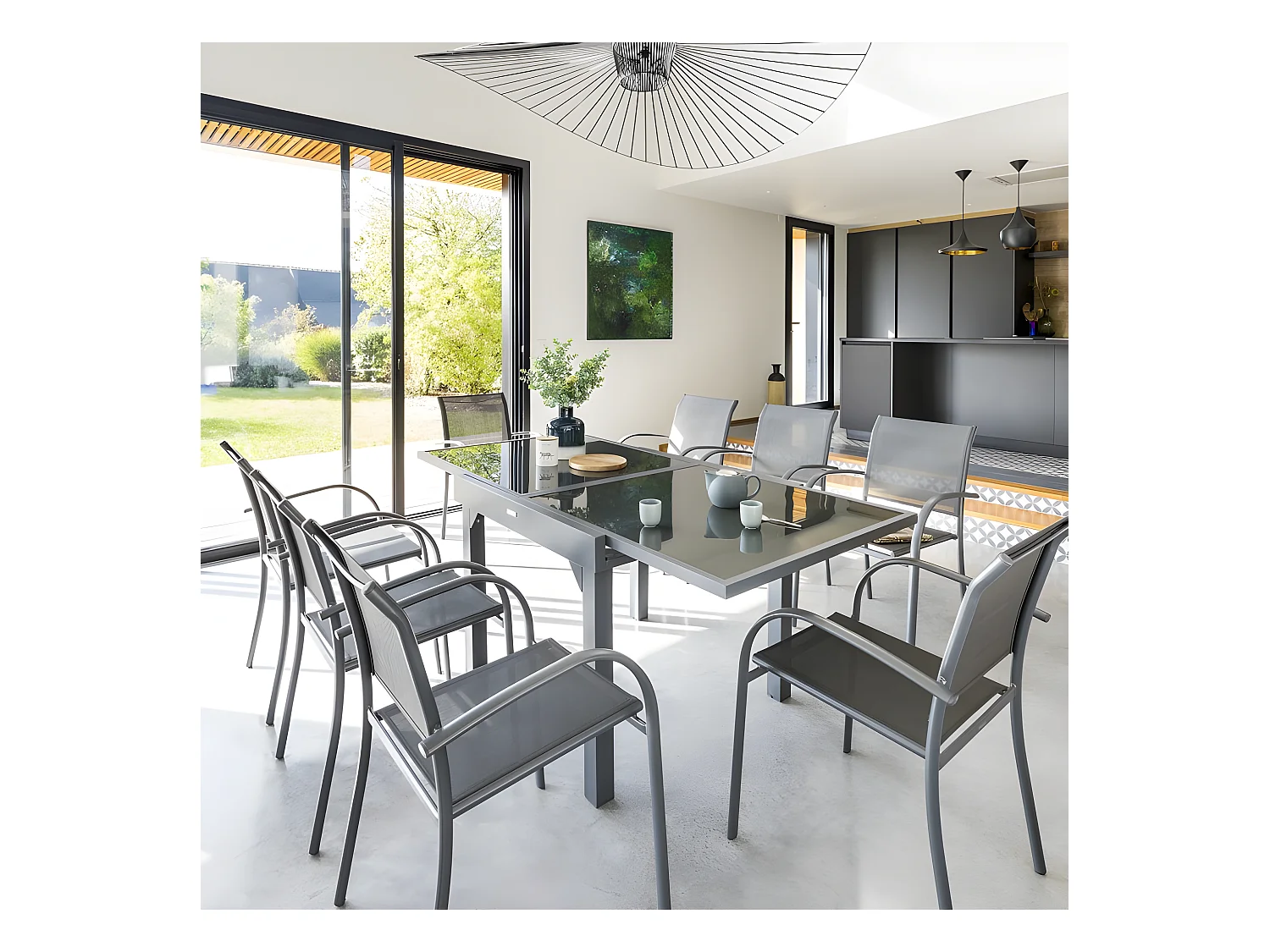 Table extensible Piazza 8 p. graphite Hespéride