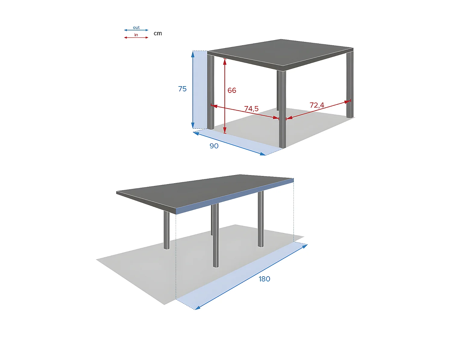 Table extensible Piazza 8 p. graphite Hespéride