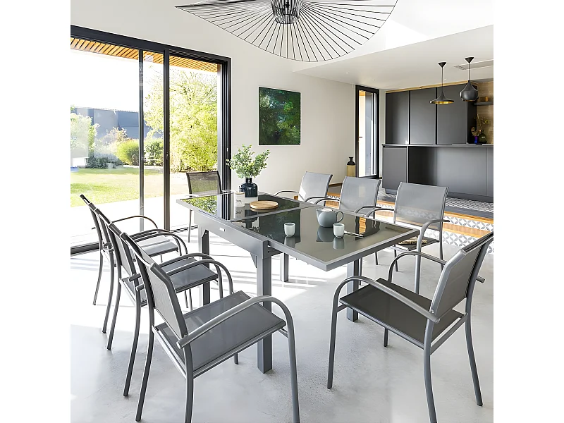Table extensible Piazza 8 p. graphite Hespéride
