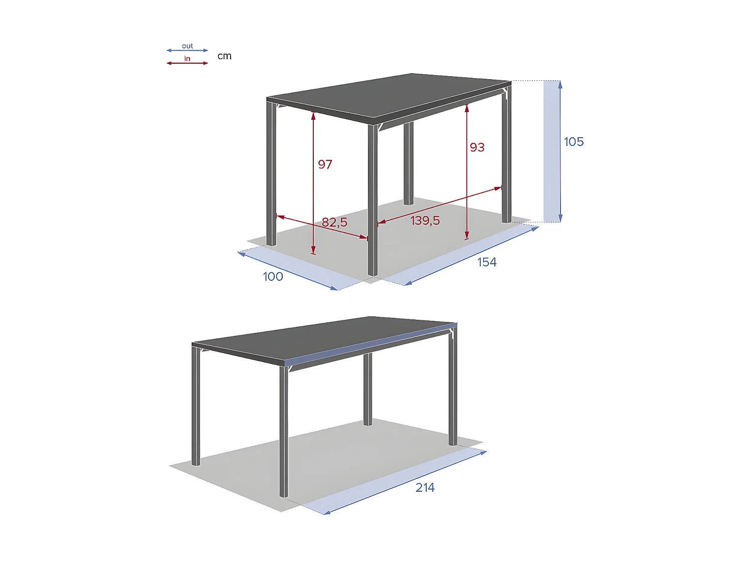 Table haute extensible 8p Evasion seigle/graphite Hespéride