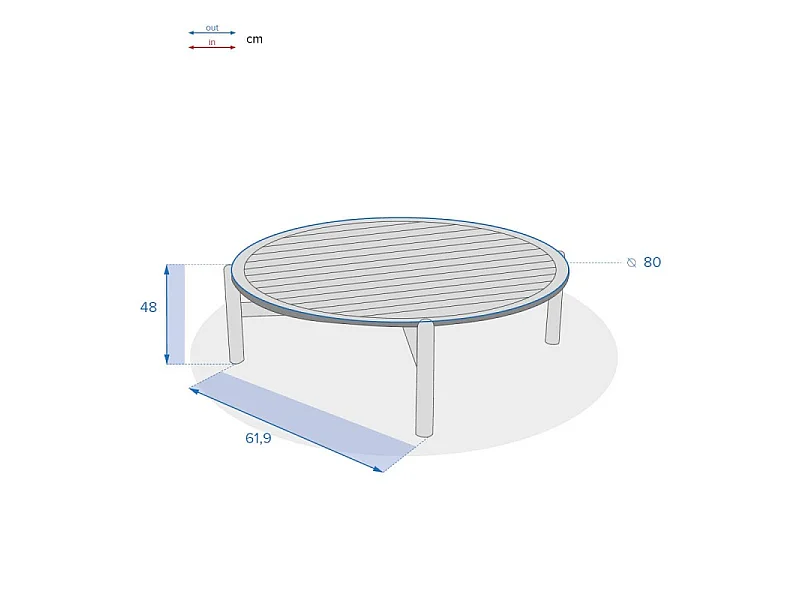 Table basse ronde D80 acacia Deona Hespéride
