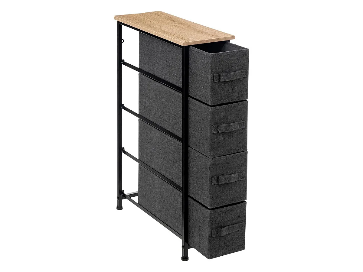 Meuble de Rangement 4 Tiroirs "Tissa" 75cm Gris Foncé