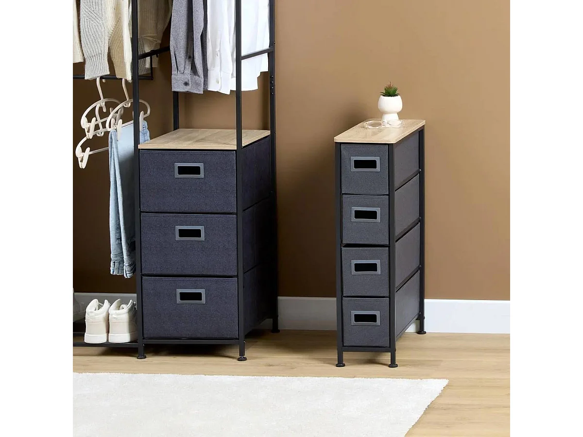 Meuble de Rangement 4 Tiroirs "Tissa" 75cm Gris Foncé