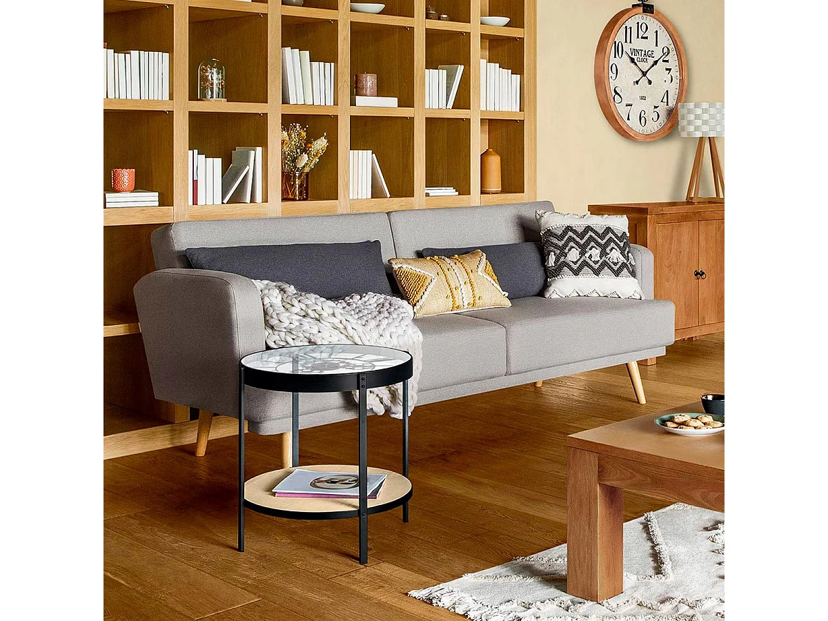 Canapé Convertible 3 Places "Jack" 214cm Gris Clair