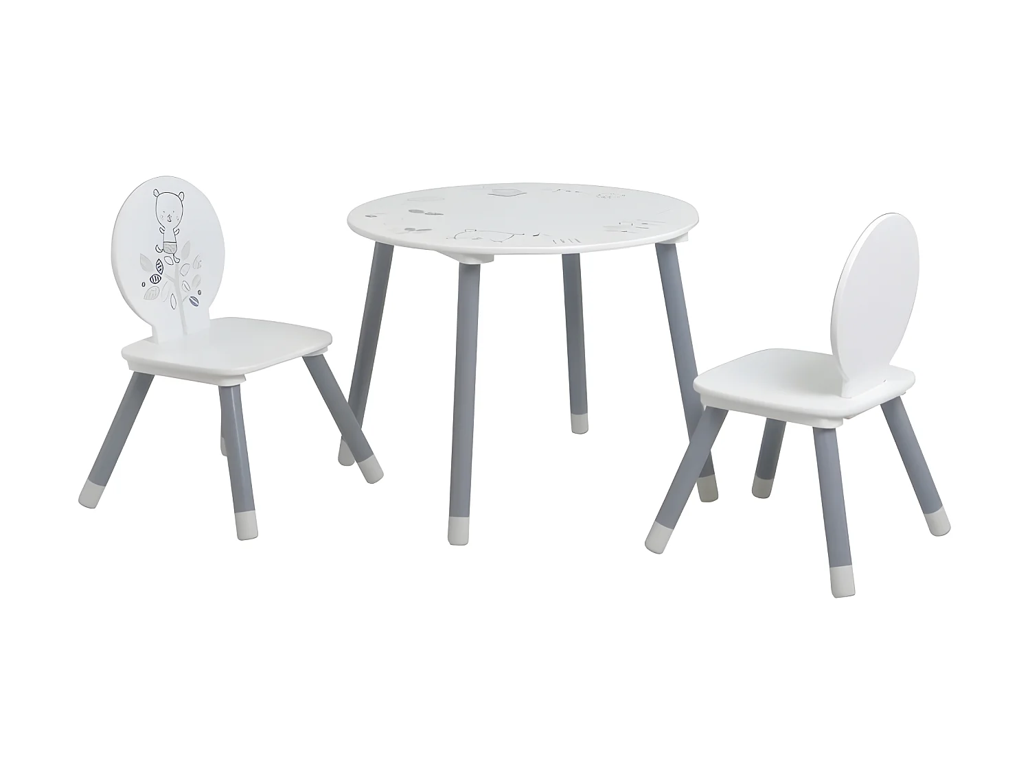 Table + 2 chaises Blanc / Gris NOUNOURS
