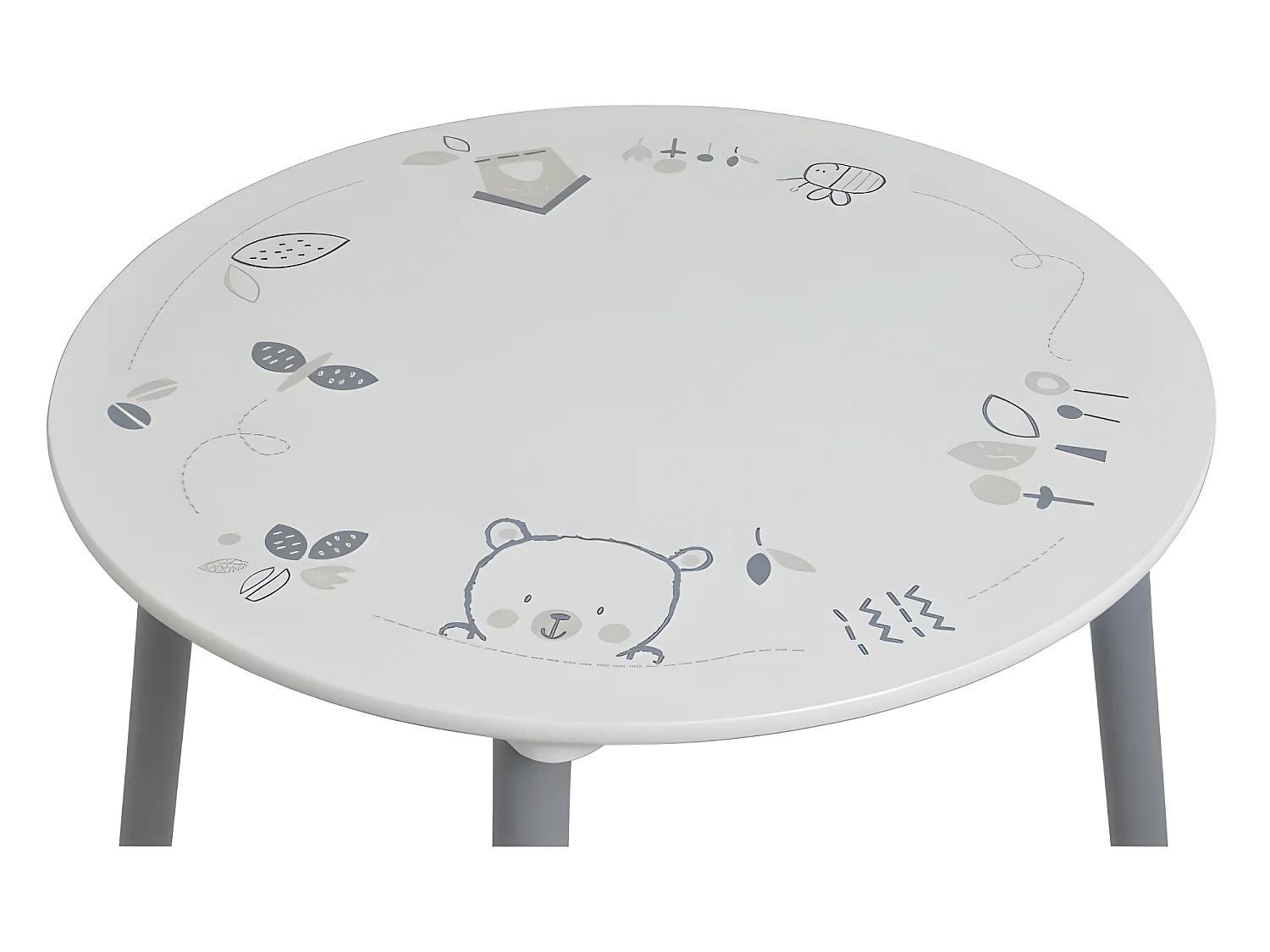 Table + 2 chaises Blanc / Gris NOUNOURS