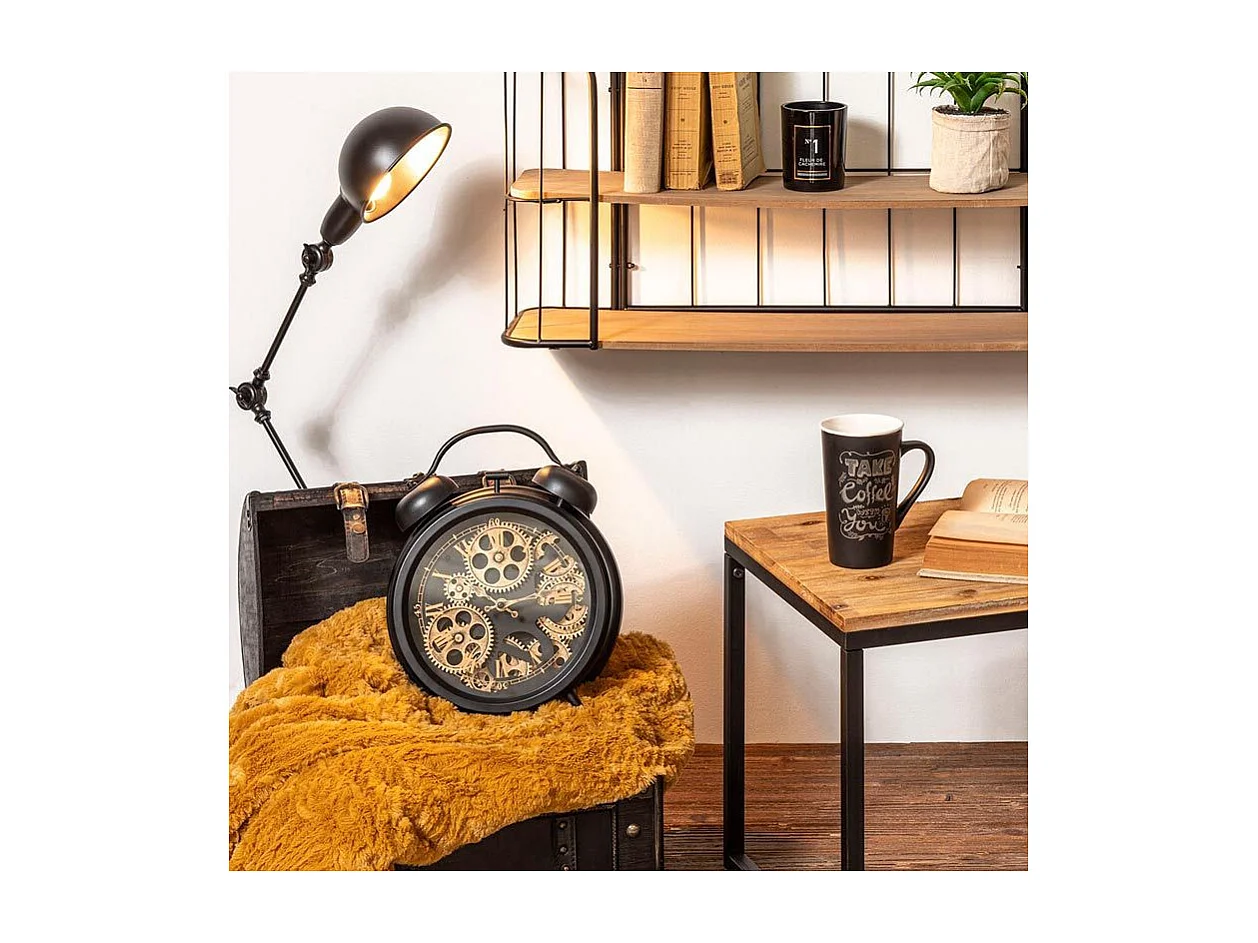 Horloge à poser en métal Noir aspect vintage déco industrielle