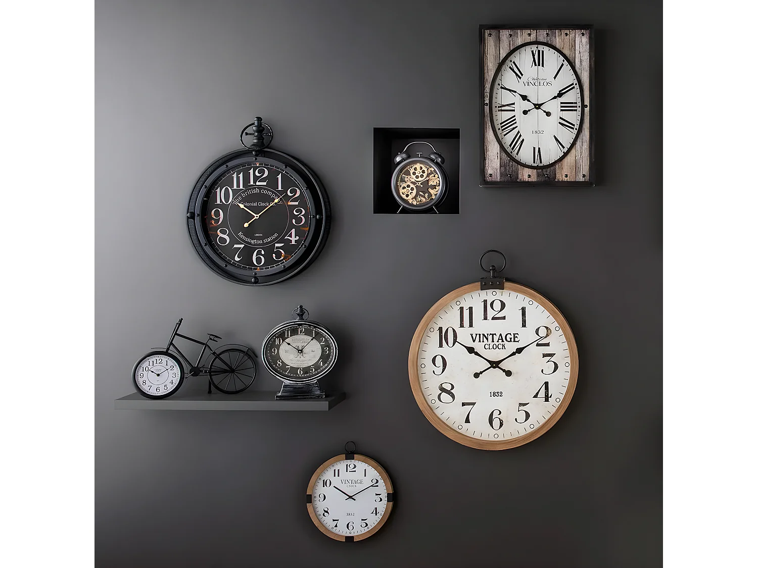 Horloge à poser Vélo en métal Noir L 50 cm