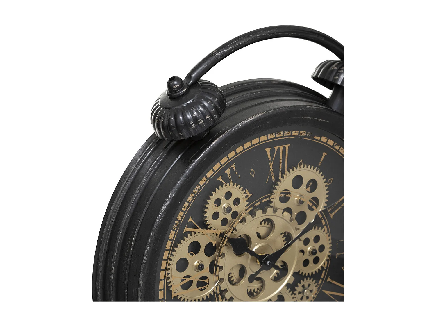 Horloge à poser en noir fini patiné esprit vintage H 41 cm
