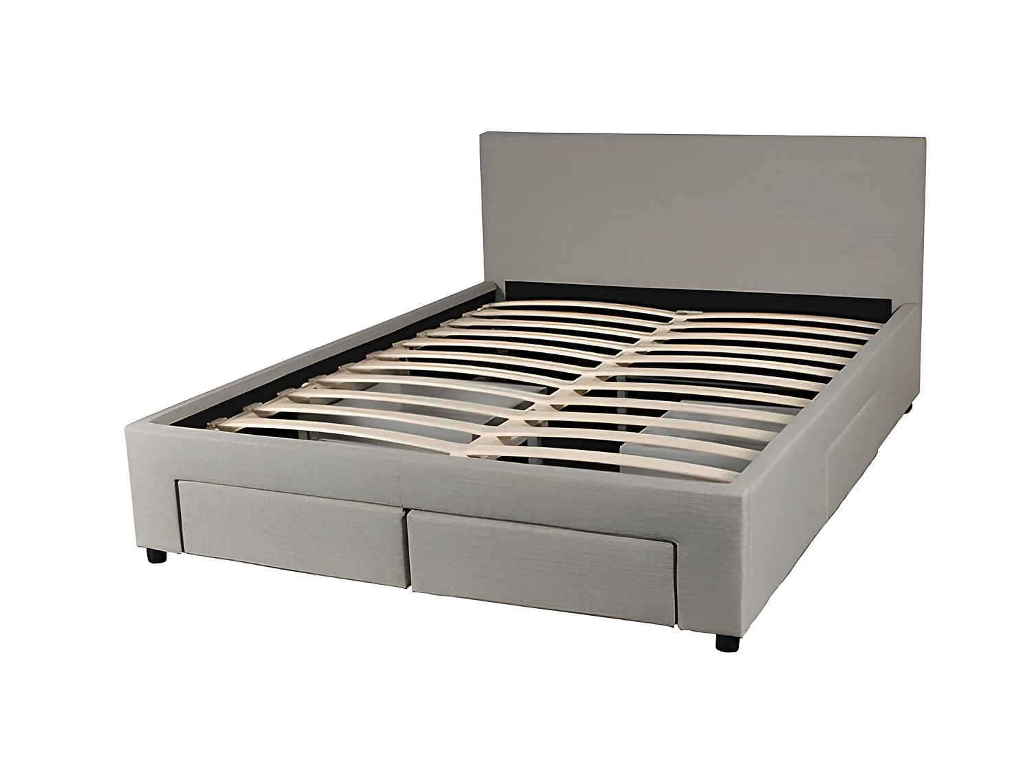 Lit LUGANO 160x200 + 1 sommier + 4 tiroirs / Gris clair