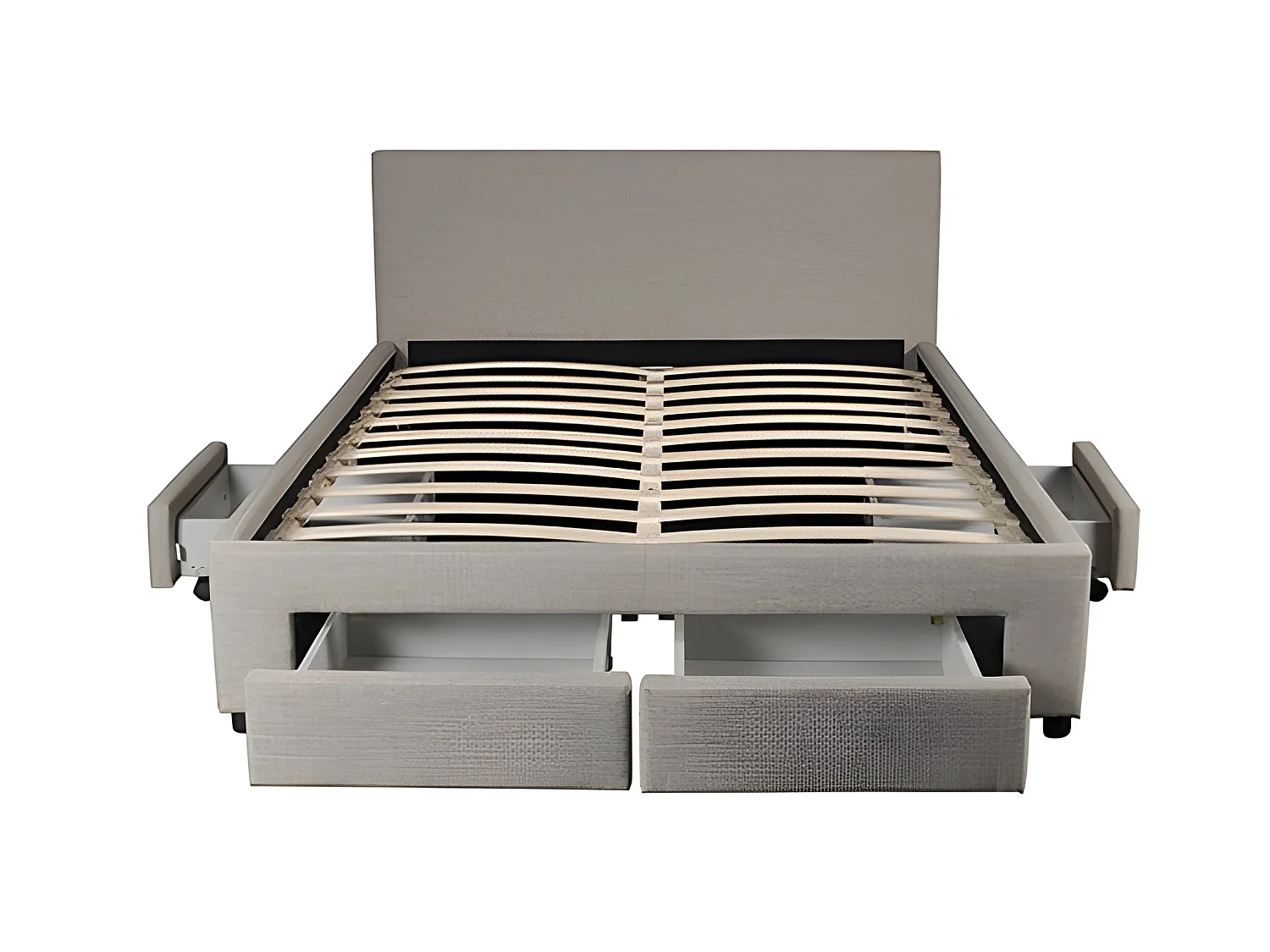 Lit LUGANO 160x200 + 1 sommier + 4 tiroirs / Gris clair