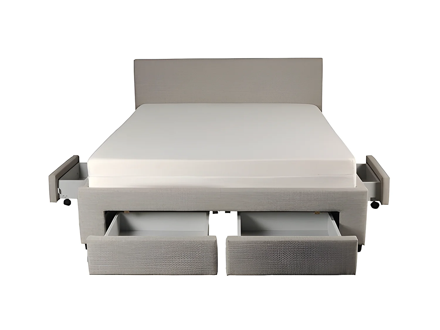 Lit LUGANO 160x200 + 1 sommier + 4 tiroirs / Gris clair