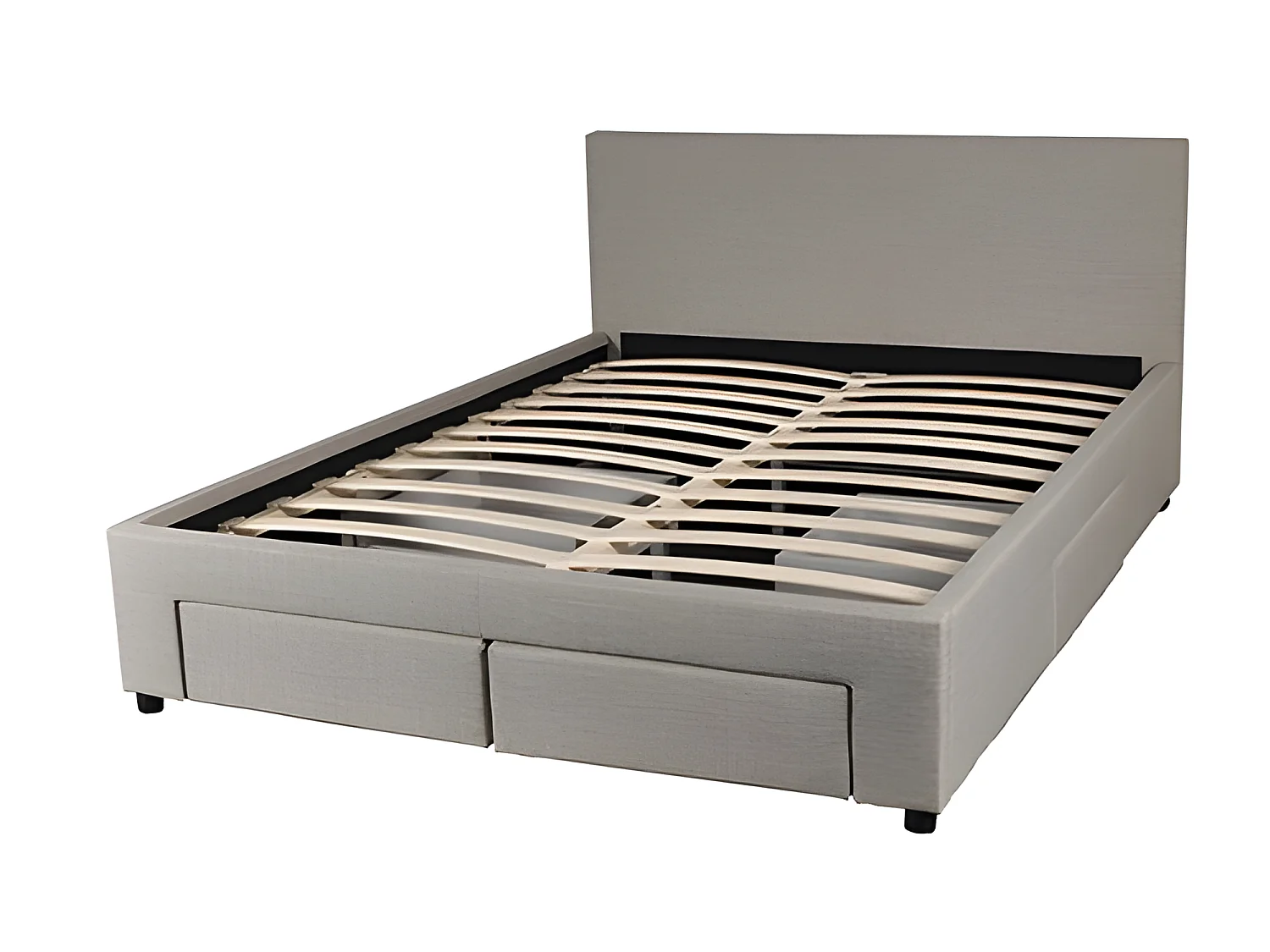 Lit LUGANO 160x200 + 1 sommier + 4 tiroirs / Gris clair