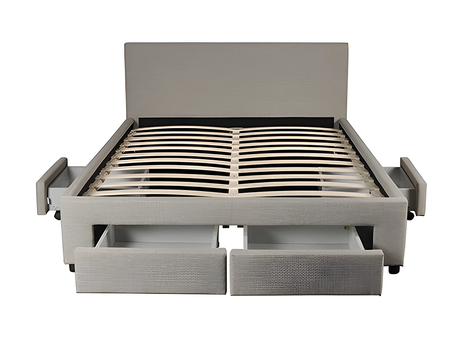 Lit LUGANO 160x200 + 1 sommier + 4 tiroirs / Gris clair