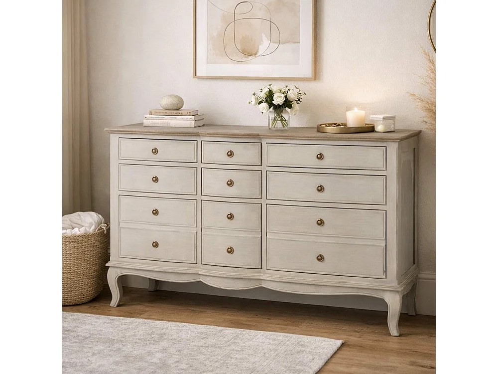 Commode 9 tiroirs Maddy beige
