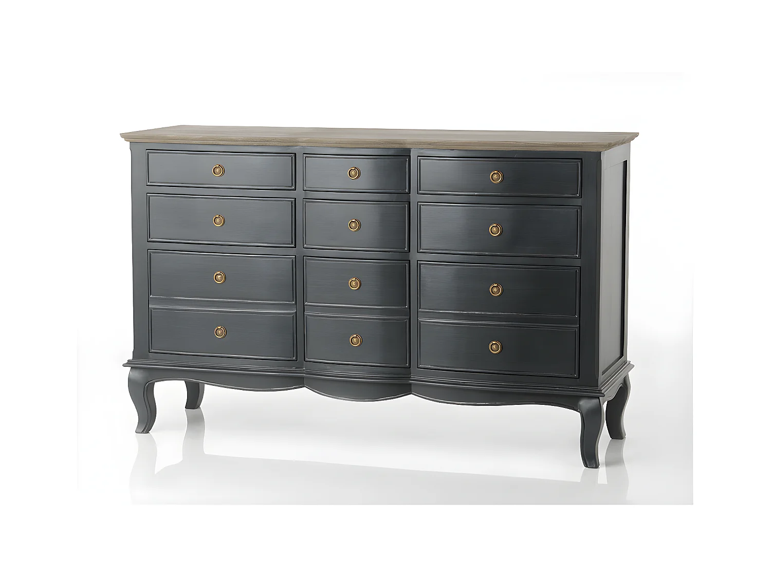 Commode 9 tiroirs MADDY 140X45X90 cm gris