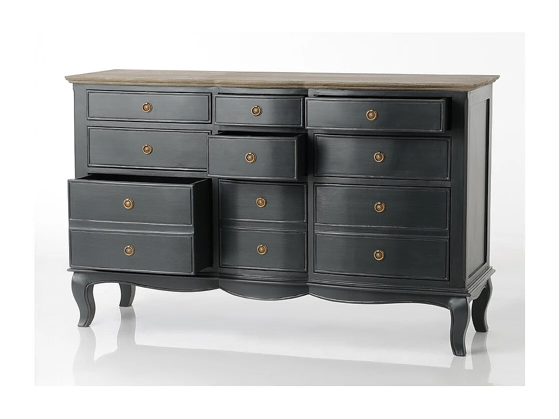 Commode 9 tiroirs MADDY 140X45X90 cm gris