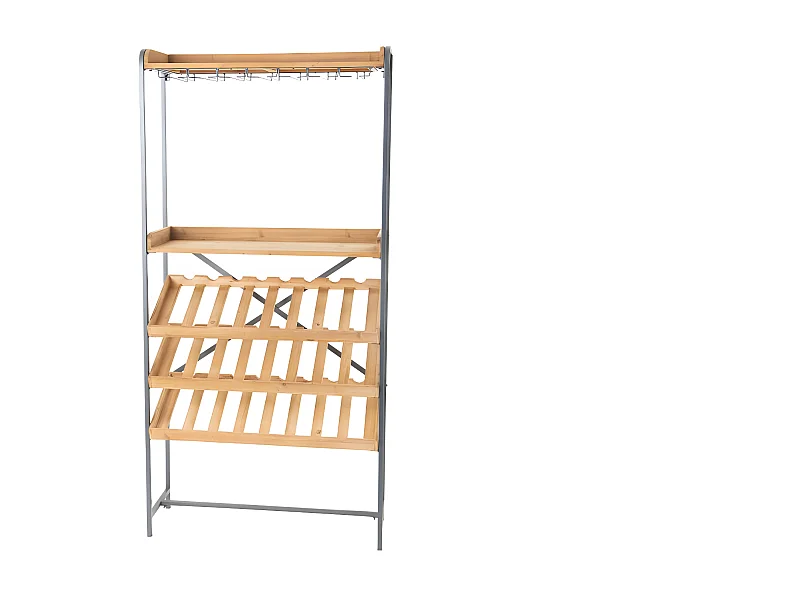 Meuble range bouteilles bois et métal