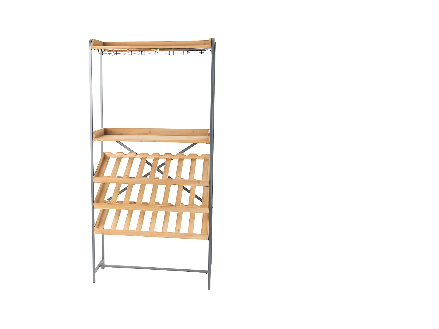 Meuble range bouteilles bois et métal