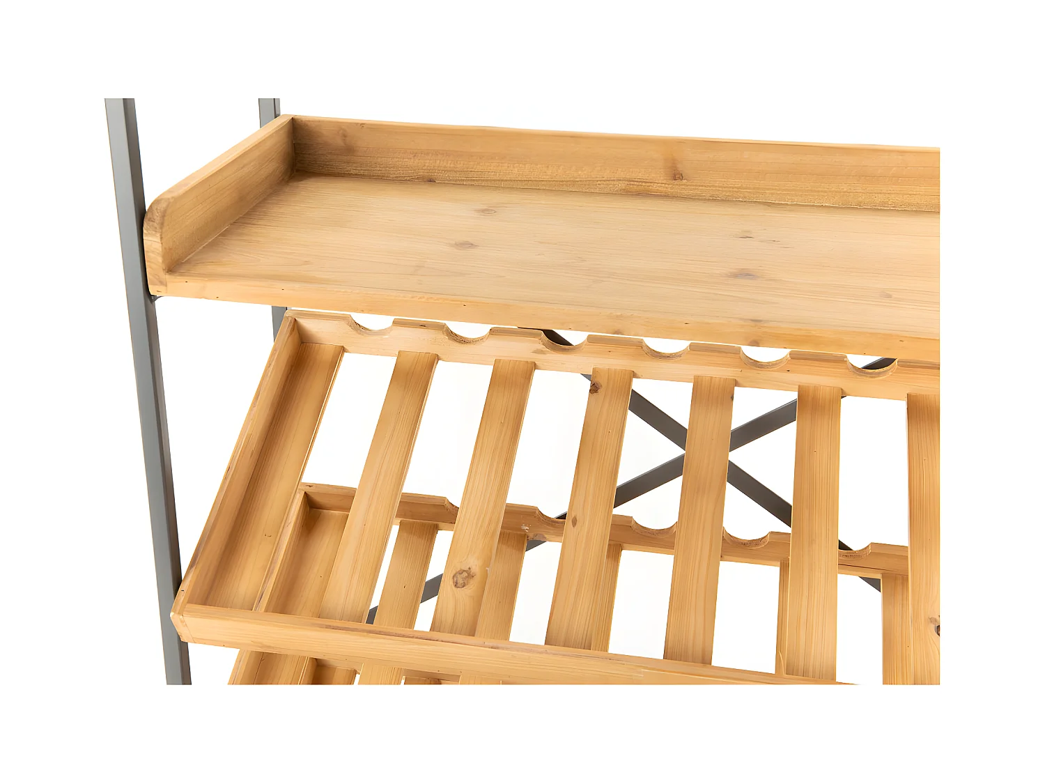 Meuble range bouteilles bois et métal