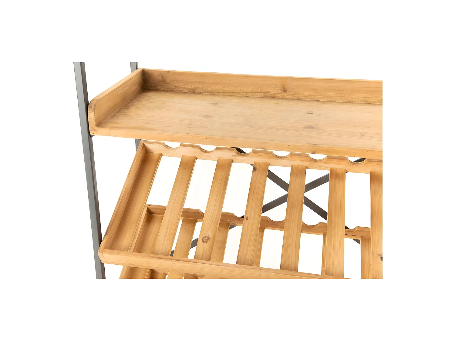 Meuble range bouteilles bois et métal