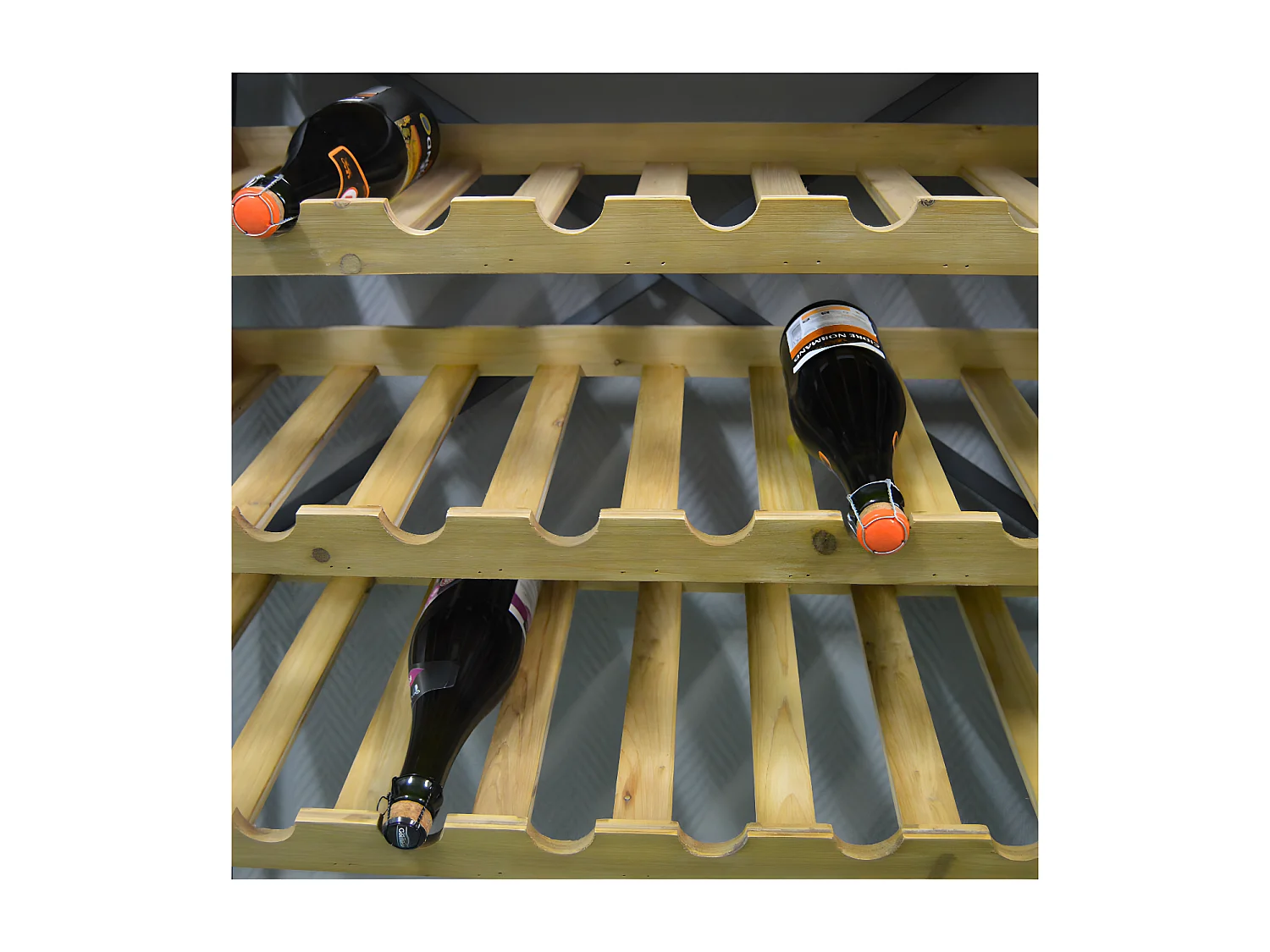 Meuble range bouteilles bois et métal