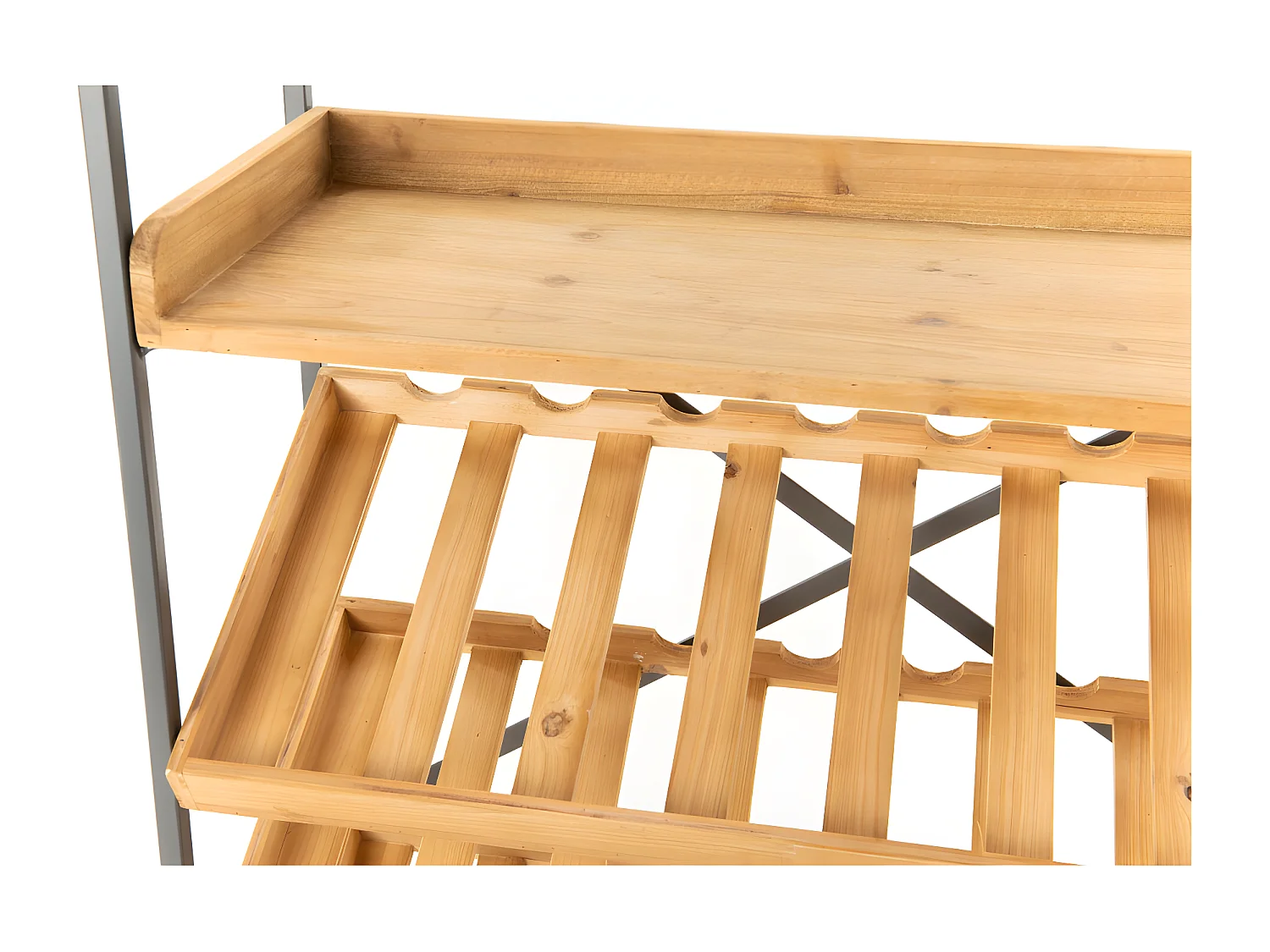 Meuble range bouteilles bois et métal