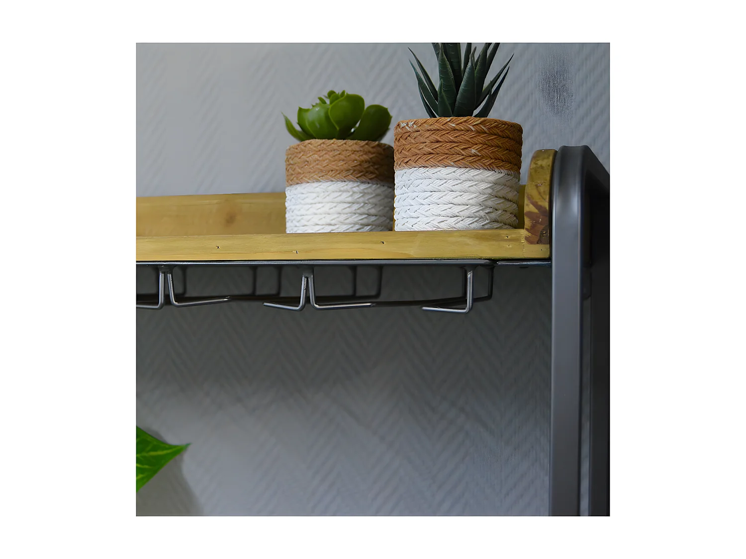 Meuble range bouteilles bois et métal