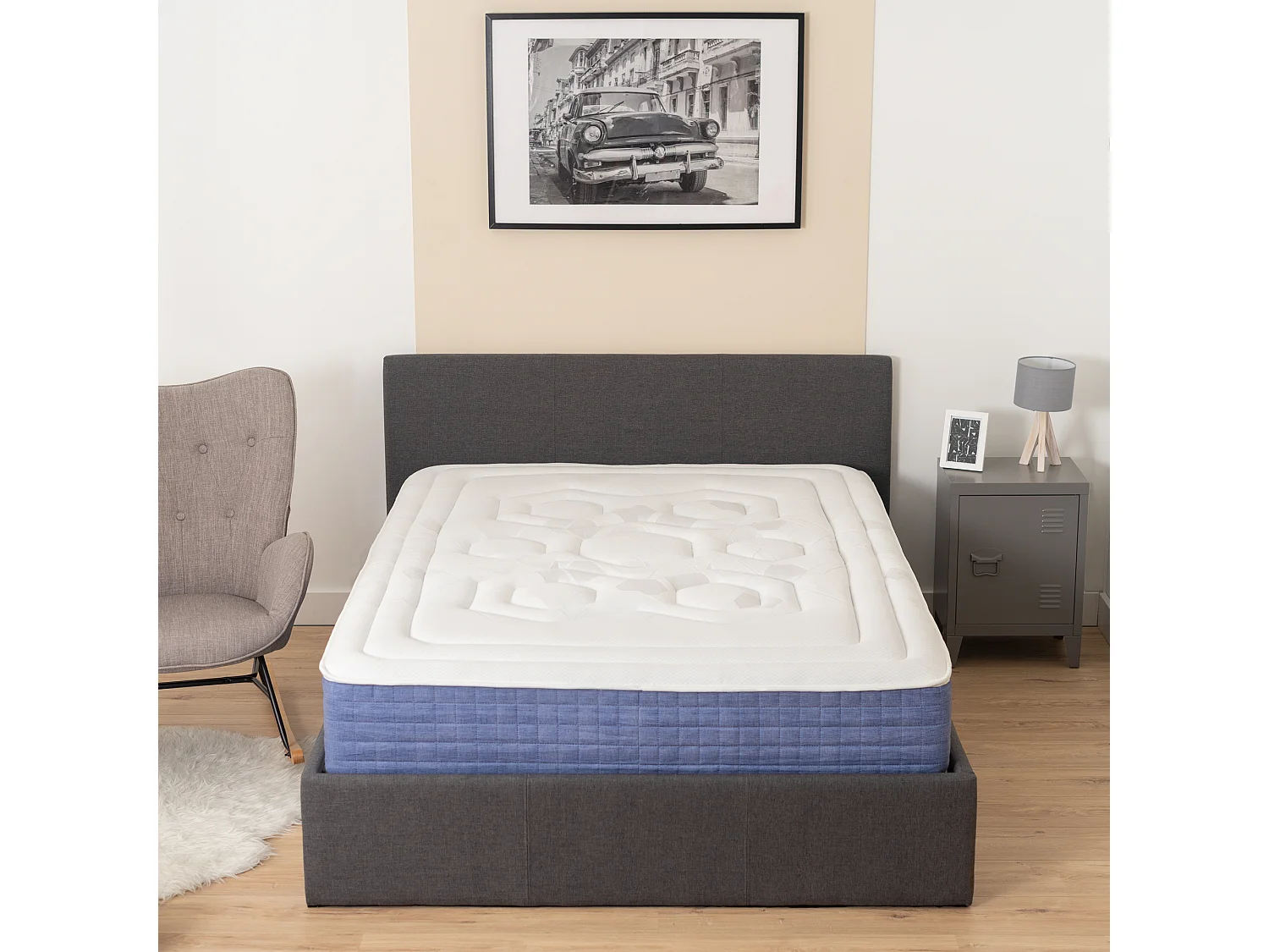 Matelas 160x200x22cm à mémoire de Forme, Extra Confort 7 Zones, Tissu Micro