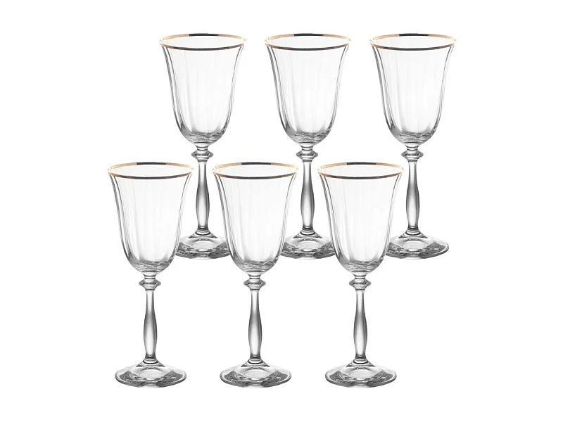 Boîte de 6 verres à pied Angela filet or 35 cl