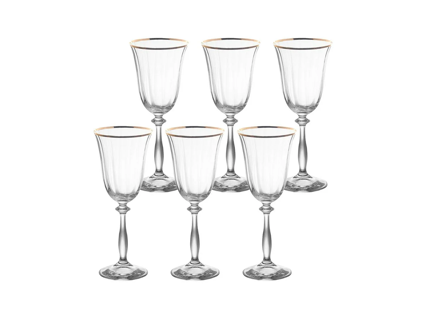 Boîte de 6 verres à pied Angela filet or 35 cl