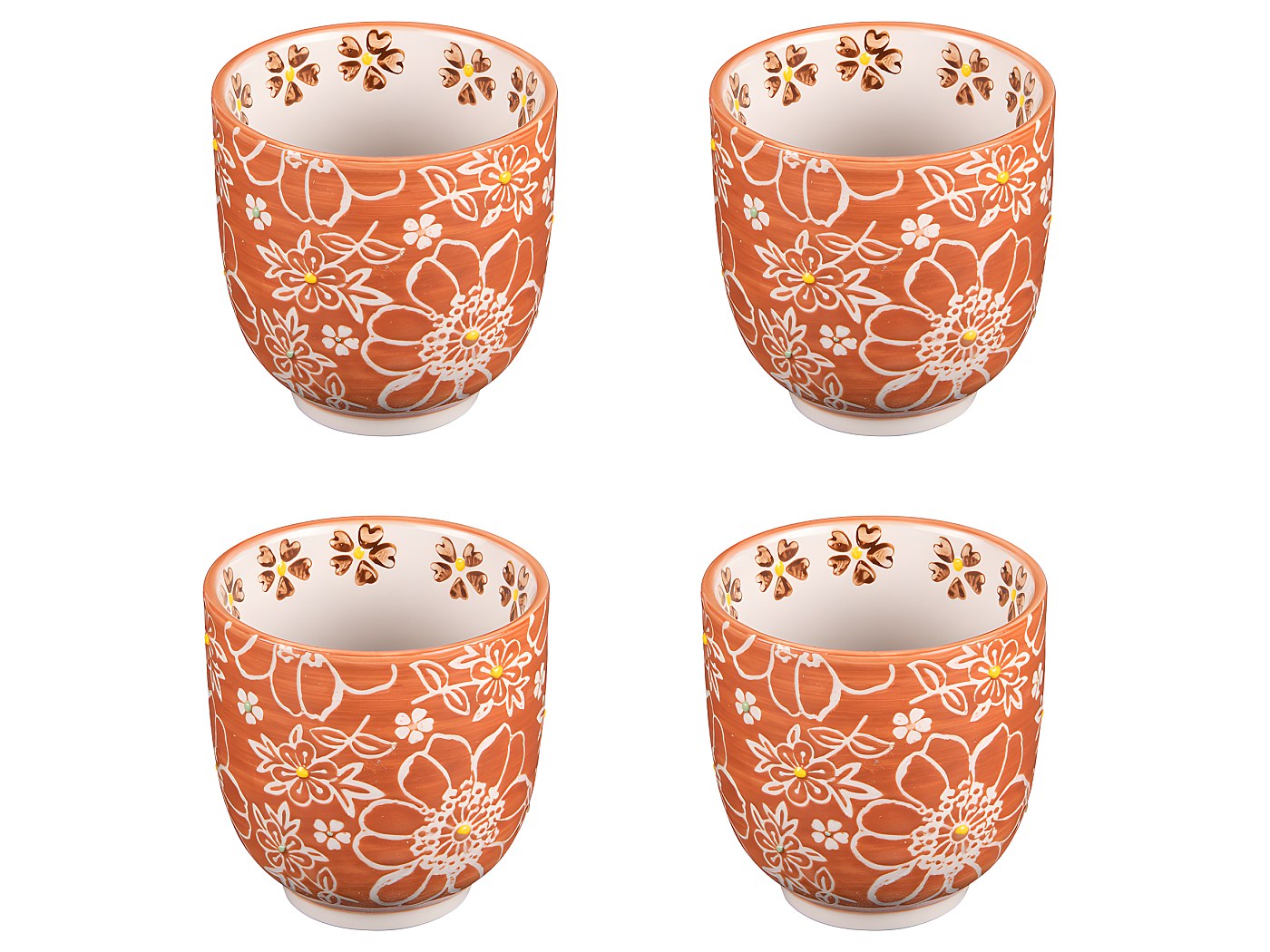 Coffret De 4 Gobelets à Café En Porcelaine Easy Life - Motif Animaux, 80ml