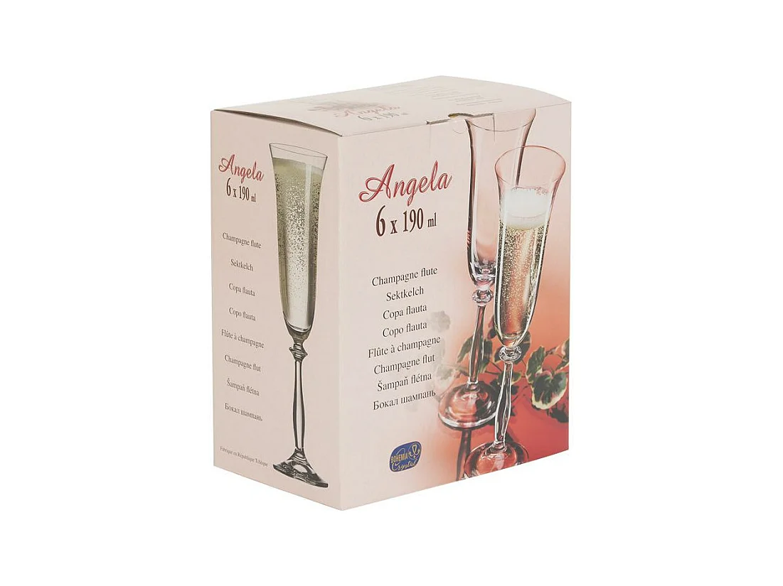 Boîte de 6 flûtes Angela filet or 19 cl