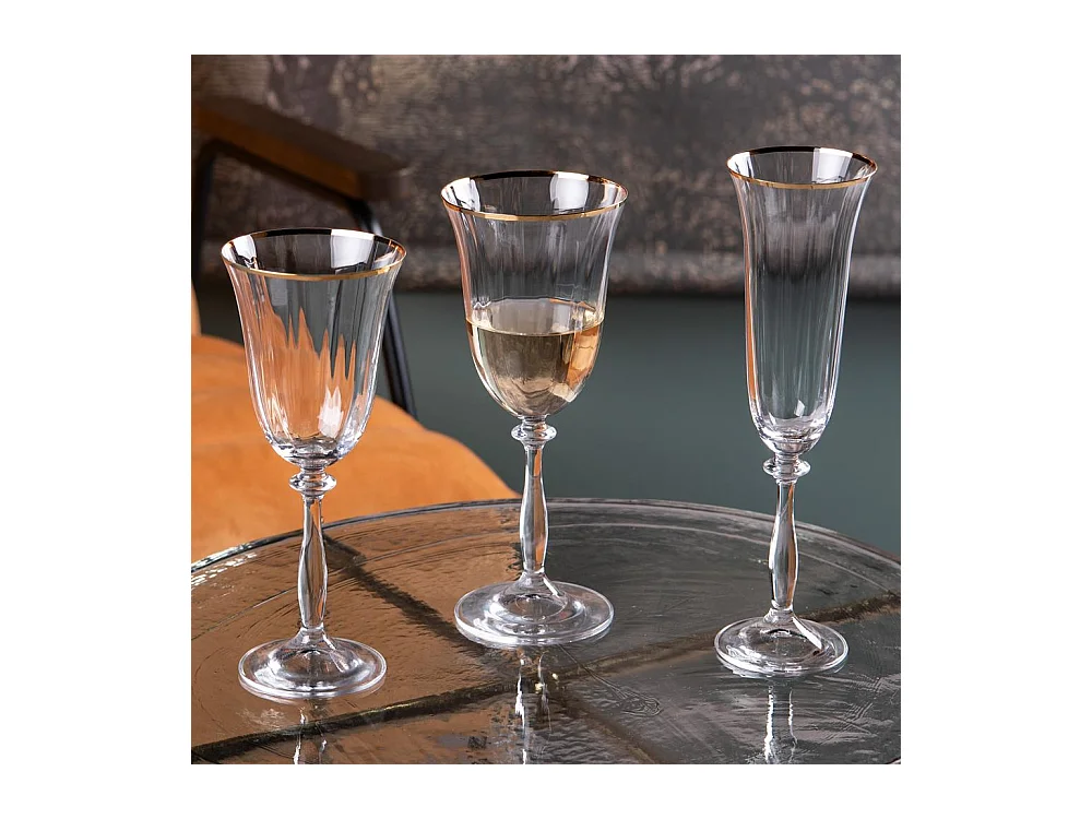 Boîte de 6 flûtes Angela filet or 19 cl