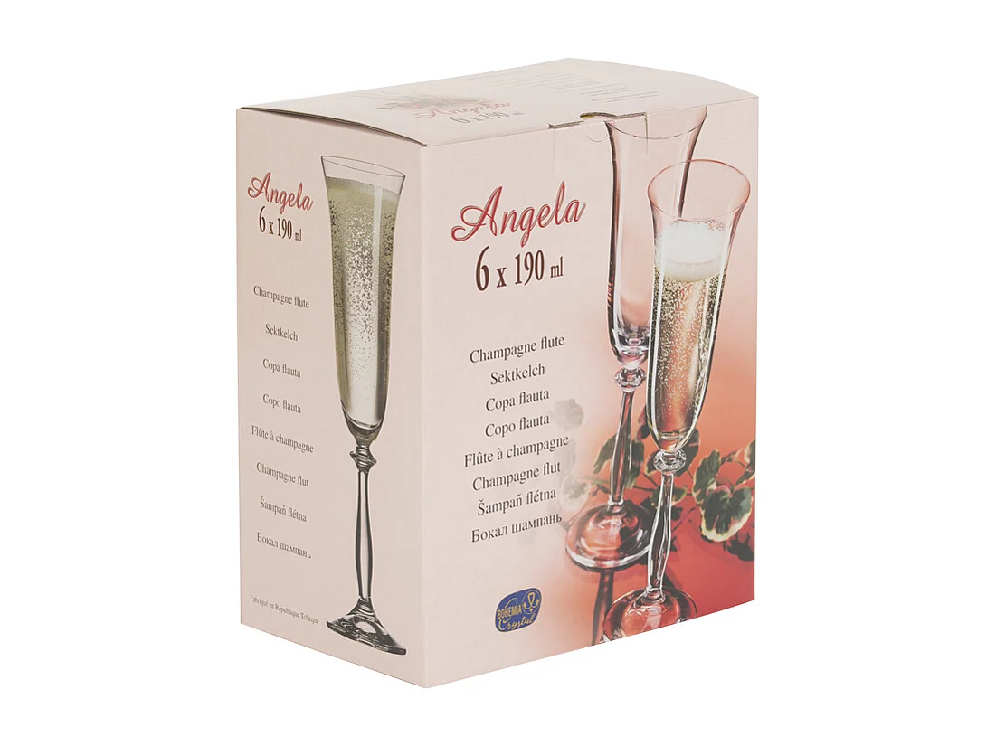 Boîte de 6 flûtes Angela filet or 19 cl