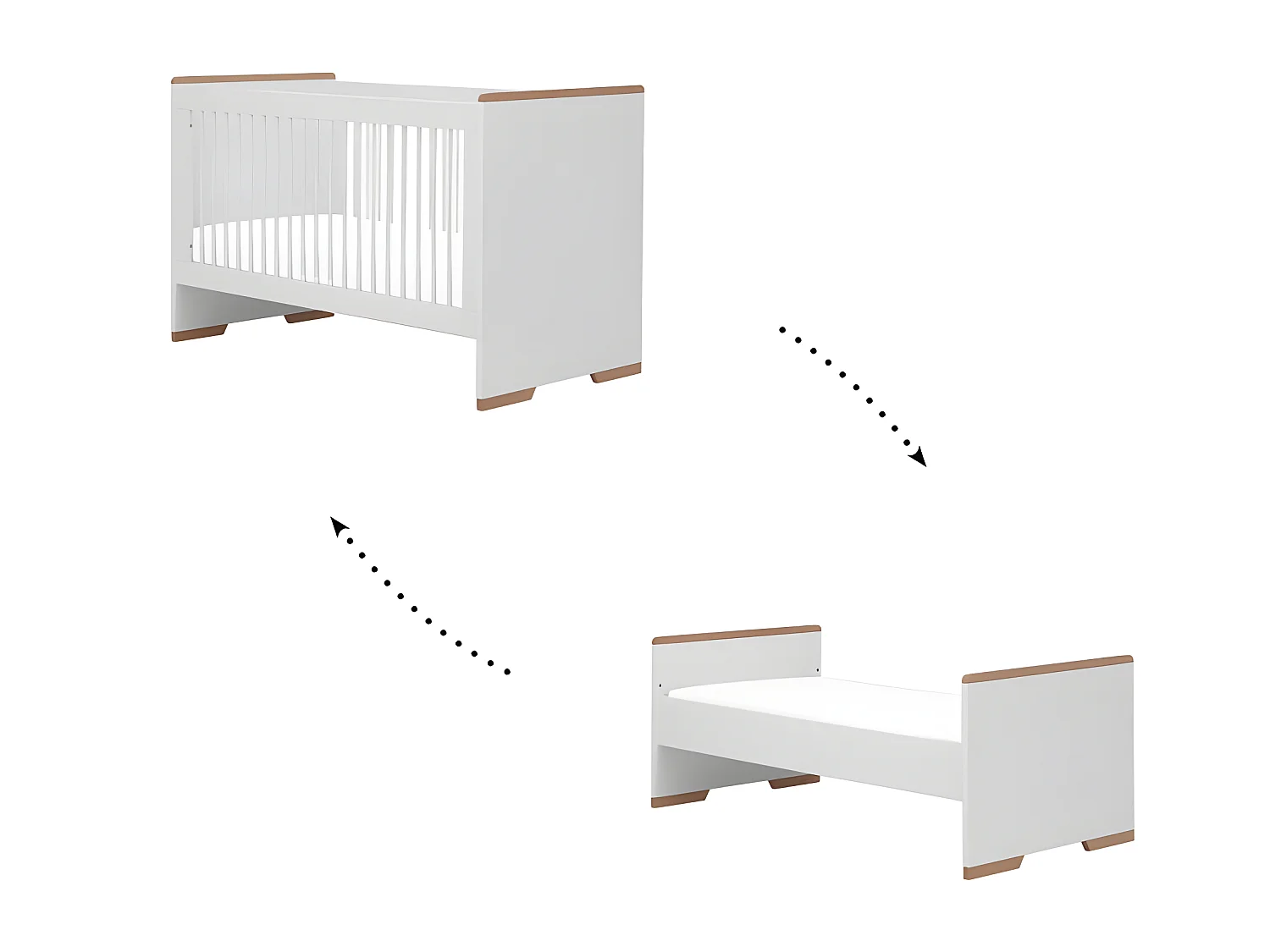 Lit bébé évolutif Snap Blanc et bois