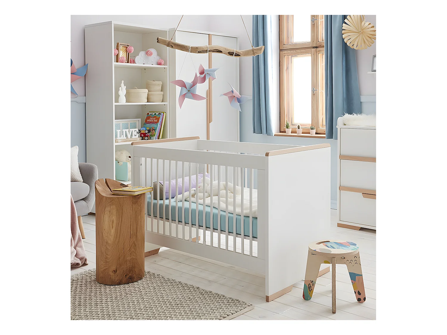 Lit bébé évolutif Snap Blanc et bois