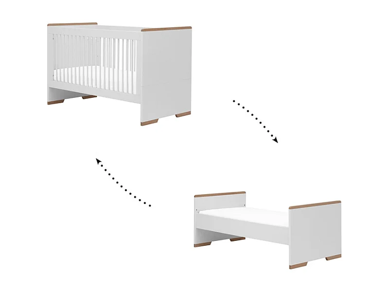 Lit bébé évolutif Snap Blanc et bois